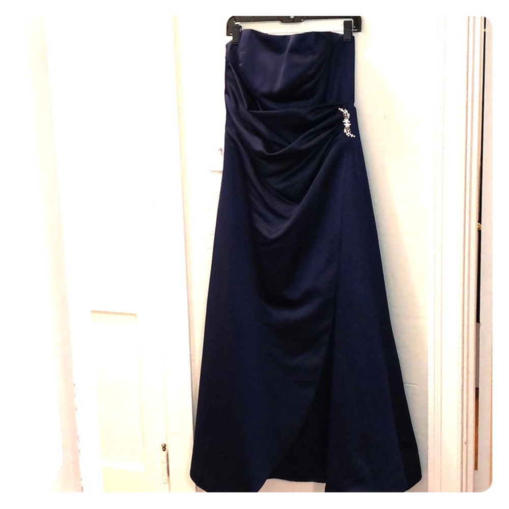 Strapless satin gown from David’s Bridal